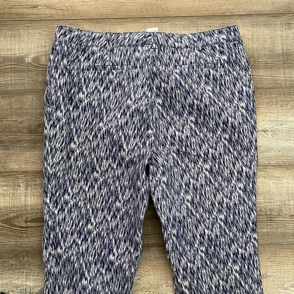 Soft Surroundings Womens 12 Blue Printed Casual Flat Front Straight Leg Pants - Picture 5 of 10